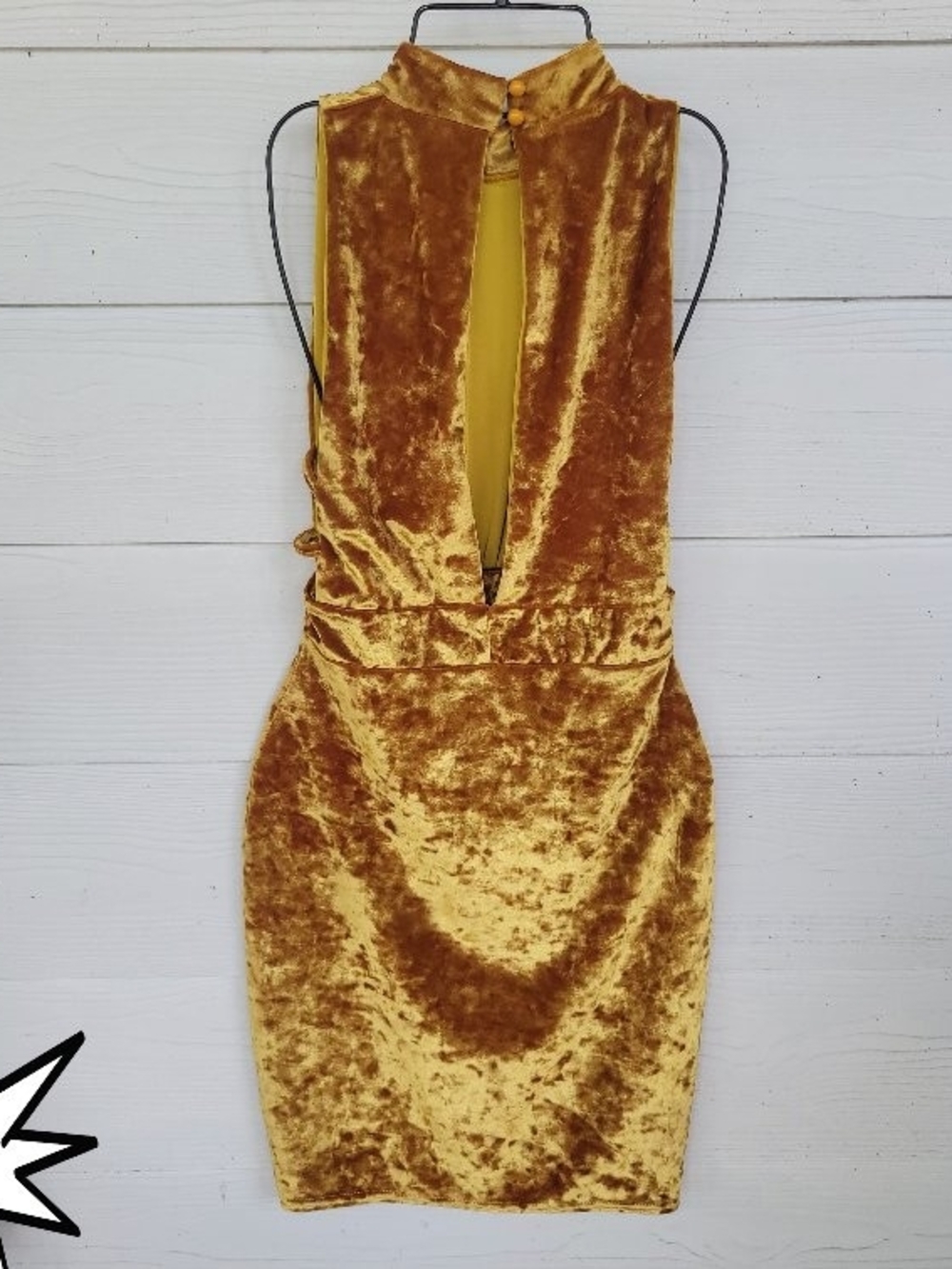 Nasty Gal Mustard Gold Velvet Velour Mini Dress Sz. XS